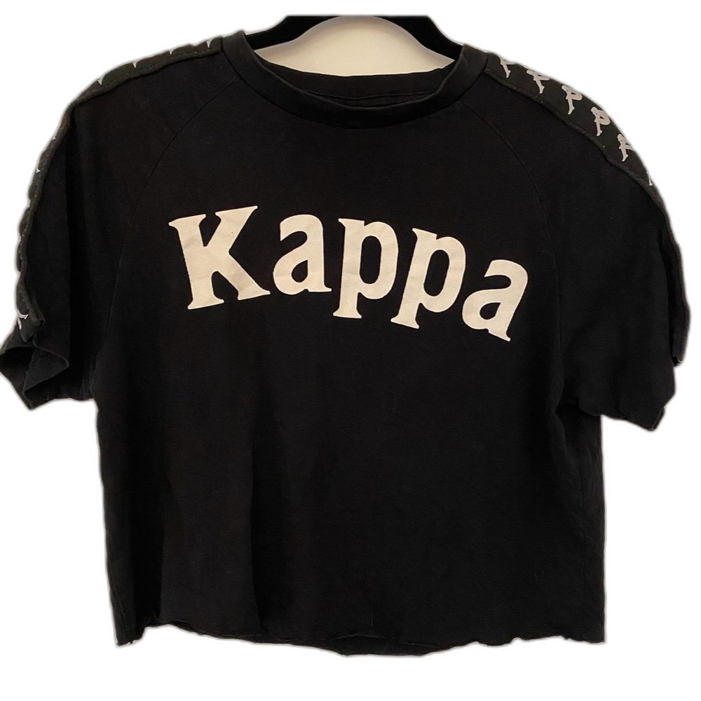 Kappa Black Cropped Cut T-shirt Unisex Size Small